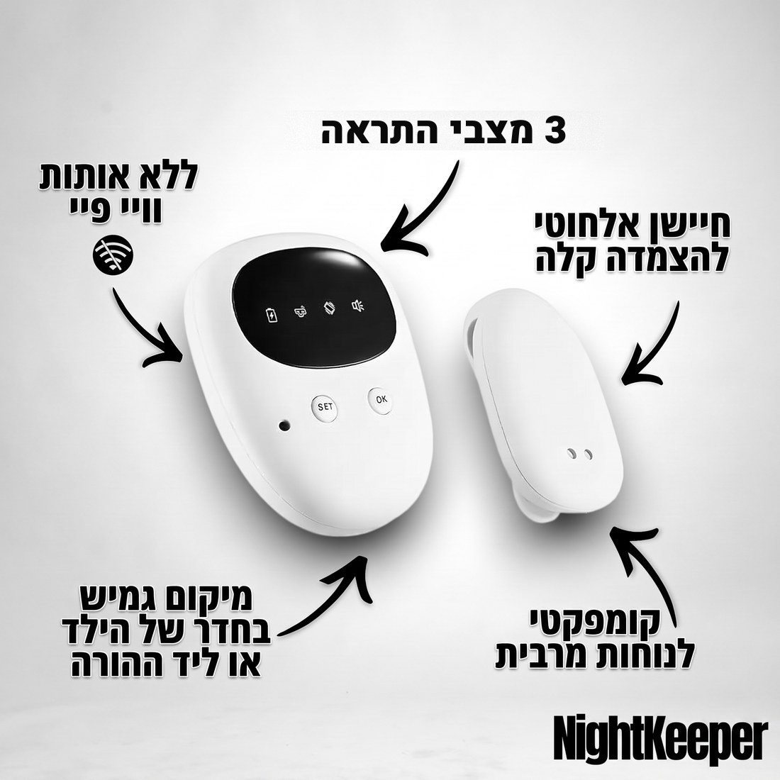 חיישן אלחוטי, 3 מצבי התראה, ללא וויי פיי